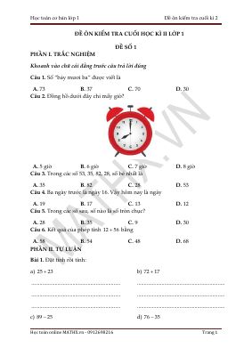 Bộ 5 đề kiểm tra cuối học kì II