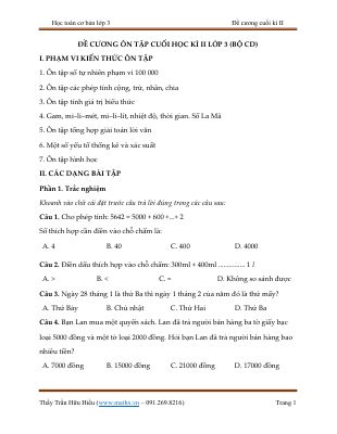 Đề cương ôn cuối kì II lớp 3 CD