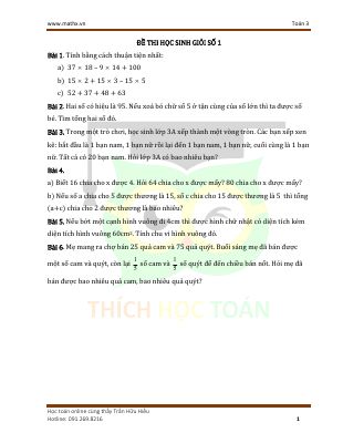 10 Đề thi học sinh giỏi lớp 3