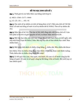 10 Đề thi học sinh giỏi lớp 4