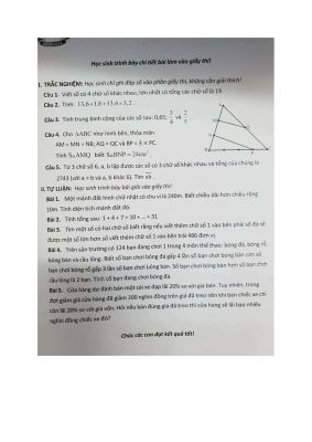 Đề tham khảo trường cấp 2 Archimedes