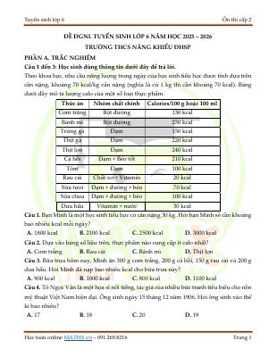 HƯỚNG DẪN GIẢI ĐỀ MẪU TUYỂN SINH LỚP 6 TRƯỜNG THCS NĂNG KHIẾU ĐHSPHN NĂM HỌC 2025 - 2026