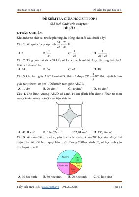 Đề kiểm tra giữa học kì II - Toán 5 - CTST