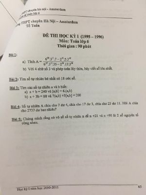 Tổng hợp đề thi học kì I lớp 6