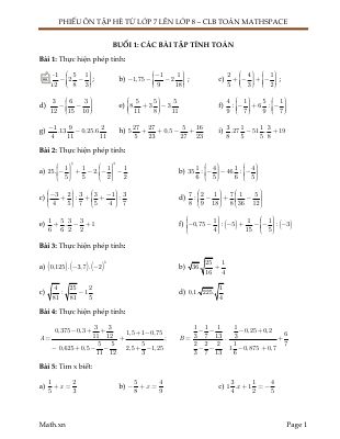 Chuyên đề ôn hè toán 7