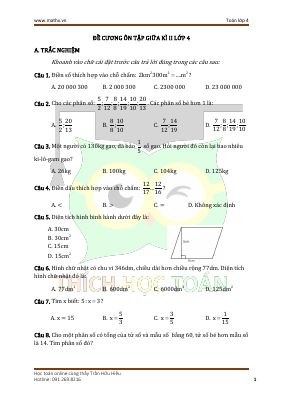 Bộ đề cương ôn tập giữa kì 2 môn toán lớp 4