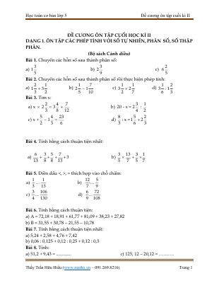 Đề cương cuối học kì II - Toán 5 - CD