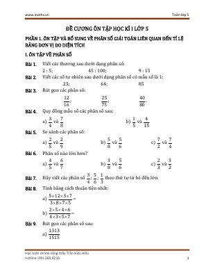 Bộ đề cương ôn tập học kì 1 môn toán lớp 5