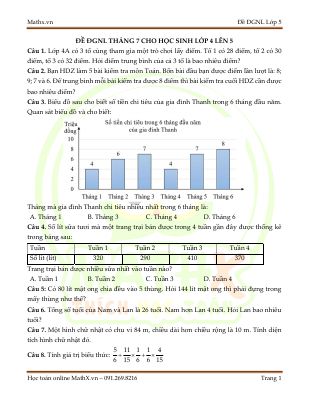HƯỚNG DẪN GIẢI ĐỀ ĐGNL MÔN TOÁN THÁNG 7 DÀNH CHO HỌC SINH LỚP 4 LÊN 5