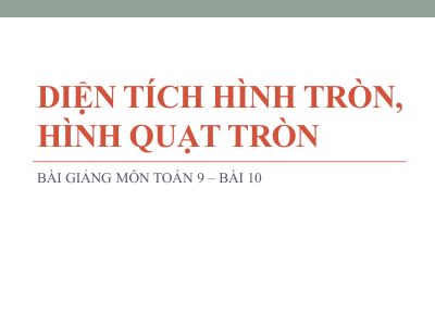 Diện tích hình tròn, hình quạt tròn