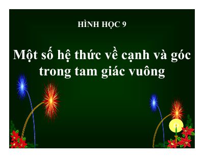 Một số hệ thức về cạnh và đường cao trong tam giác vuông