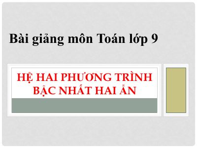 Hệ phương trình bậc nhất hai ẩn