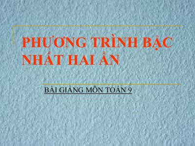 Phương trình bậc nhất hai ẩn