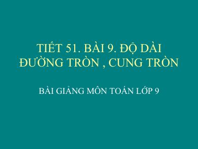 Độ dài đường tròn, cung tròn chọn lọc