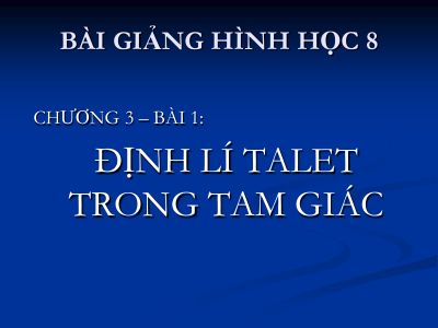 Định lí Talet trong tam giác
