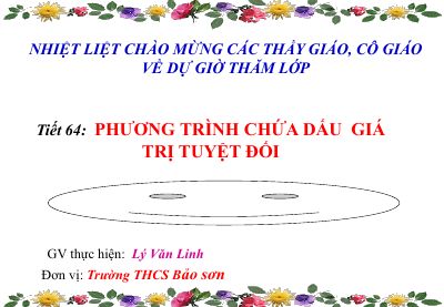 Phương trình chứa dấu giá trị tuyệt đối