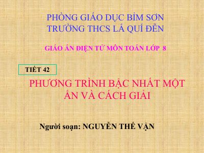 Phương trình bậc nhất một ẩn