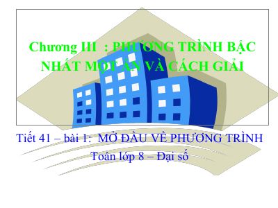 Mở đầu về phương trình