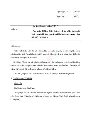 Giáo án Âm nhạc 7 bài 6 ANTT Vài nét về âm nhạc thiếu nhi Việt Nam