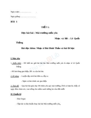 Tổng hợp giáo án Âm nhạc cả năm lớp 7 - GVLQVinh