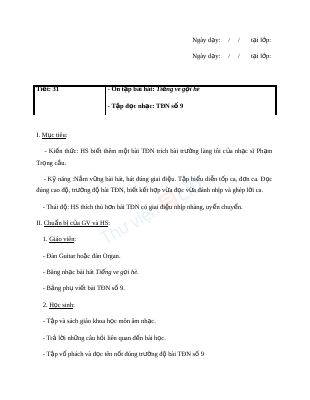 Giáo án Âm nhạc 7 bài 8 Tập đọc nhạc TĐN số 9