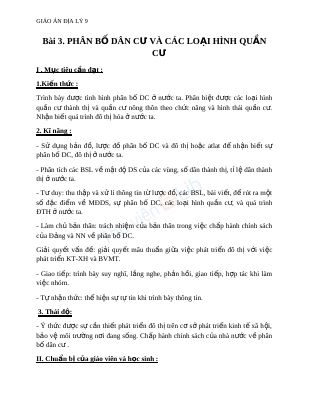 Giáo án Địa lý 9 bài 3 Phân bố dân cư và các loại hình quần cư