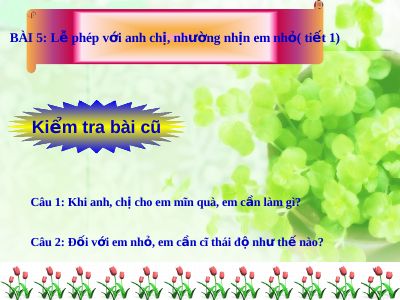 Bài giảng Đạo đức 1 bài 5 Lễ phép với anh chị nhường nhịn em nhỏ