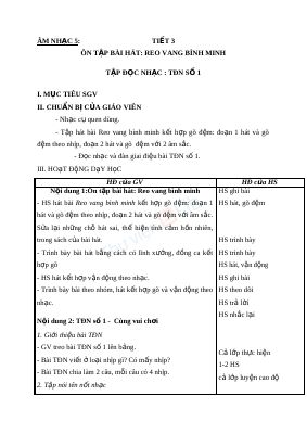 Giáo án Âm nhạc 5 tiết 3 Tập đọc nhạc TĐN số 1