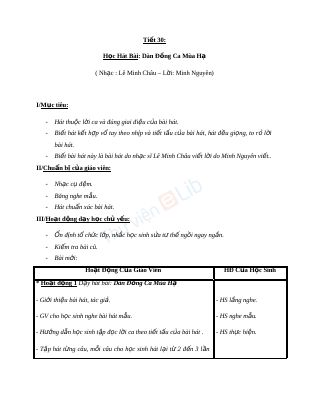 Giáo án Âm nhạc 5 tiết 30 Học hát bài Dàn đồng ca mùa hạ