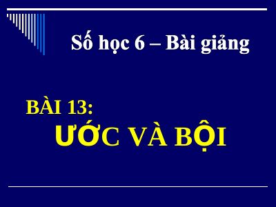 Ước và bội