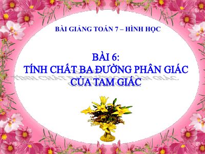 Tính chất ba đường phân giác của tam giác
