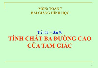 Tính chất ba đường cao của tam giác