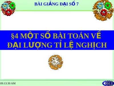 Một số bài toán về đại lượng tỉ lệ nghịch