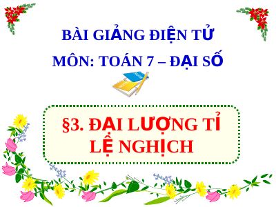 Đại lượng tỉ lệ nghịch