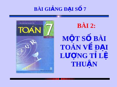 Một số bài toán về đại lượng tỉ lệ thuận