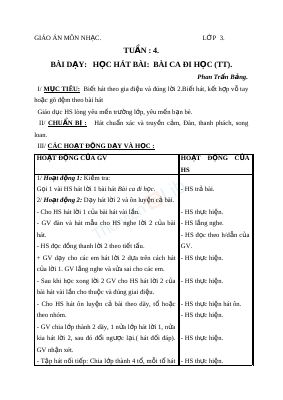 Giáo án Âm nhạc 3 bài 4 Học hát Bài ca đi học (tiếp theo)