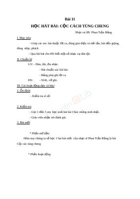 Giáo án Âm nhạc 2 bài 11 Học hát Cộc cách tùng cheng