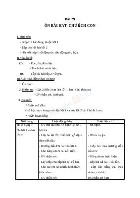Giáo án Âm nhạc 2 bài 29 Ôn tập hát Chú ếch con