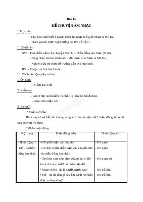 Giáo án Âm nhạc 2 bài 16 Kể chuyện âm nhạc Nhạc sĩ Môda