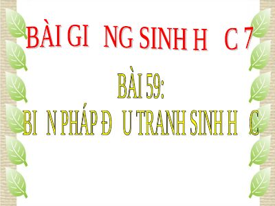 Biện pháp đấu tranh sinh học