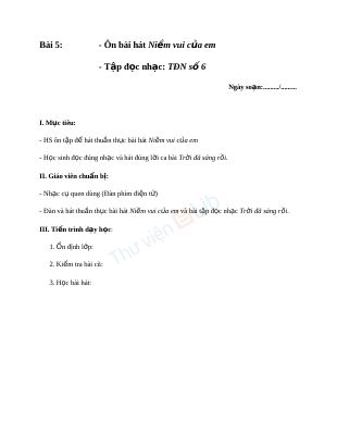 Giáo án Âm nhạc 6 bài 5 Tập đọc nhạc TĐN số 6
