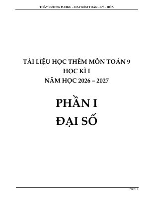 Tài liệu học thêm môn Toán 9 sách Kết Nối Tri Thức Với Cuộc Sống học kì 1