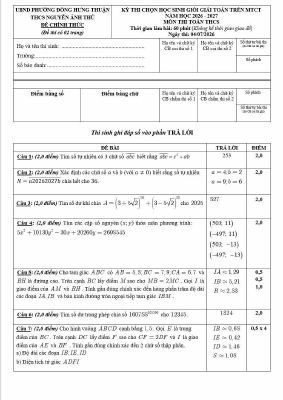Đề HSG giải toán THCS trên MTCT đợt 1 năm 2026 - 2027 trường Nguyễn Ảnh Thủ - TP HCM