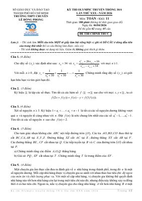 Đề thi Olympic 30 tháng 04 năm 2026 Toán 11 trường chuyên Lê Hồng Phong - TP HCM
