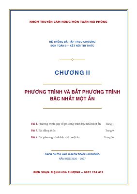 Hệ thống bài tập phương trình và bất phương trình bậc nhất một ẩn Toán 9