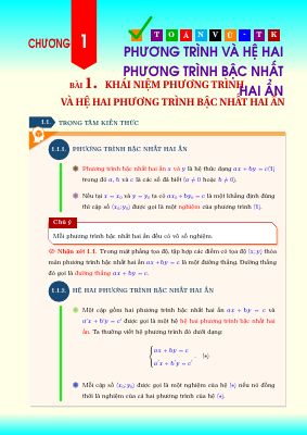 Tài liệu bổ trợ học tập phương trình và hệ hai phương trình bậc nhất hai ẩn Toán 9
