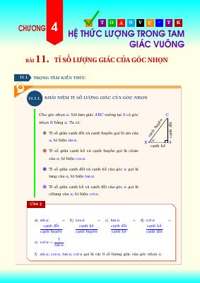 Tài liệu bổ trợ học tập hệ thức lượng trong tam giác vuông môn Toán 9