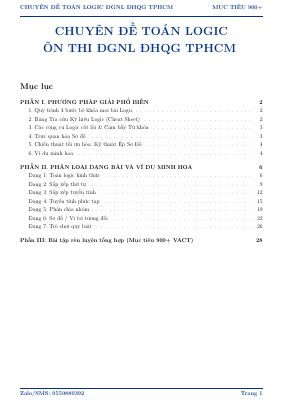 Chuyên đề Toán Logic ôn thi đánh giá năng lực Đại học Quốc gia TP HCM