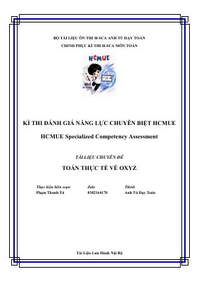 Toán thực tế phương pháp tọa độ trong không gian Oxyz - Phạm Thanh Tú