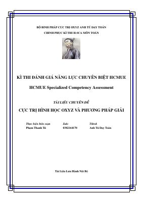 Chuyên đề cực trị hình học Oxyz và phương pháp giải - Phạm Thanh Tú